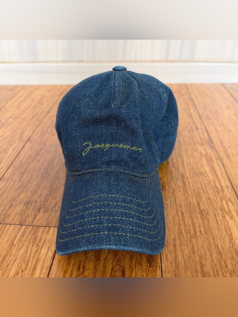 Jacquemus Unisex La Casquette Raw Denim Embroidered Baseball Cap Indigo Navy 60